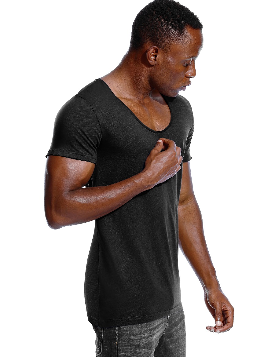 Scoop Neck T Shirt for Men Low - Undershirt Crew Neck recensione e prezzo