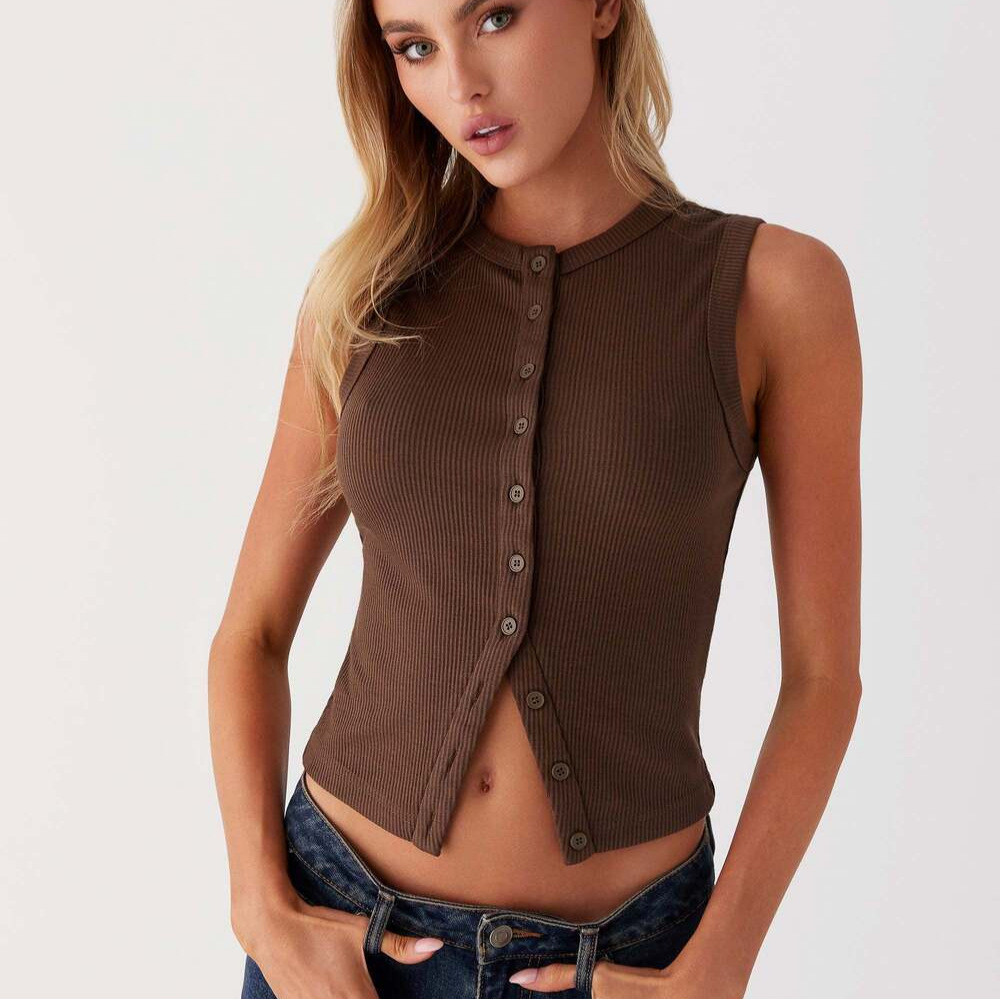 Ribbed Tank Button Crop Top Y2 - Tank Top Ribbed recensione e prezzo