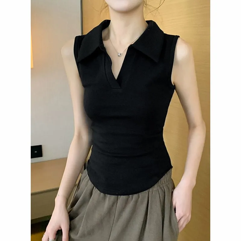 Women's White Sleeveless Polo  - Tank Top Ribbed recensione e prezzo